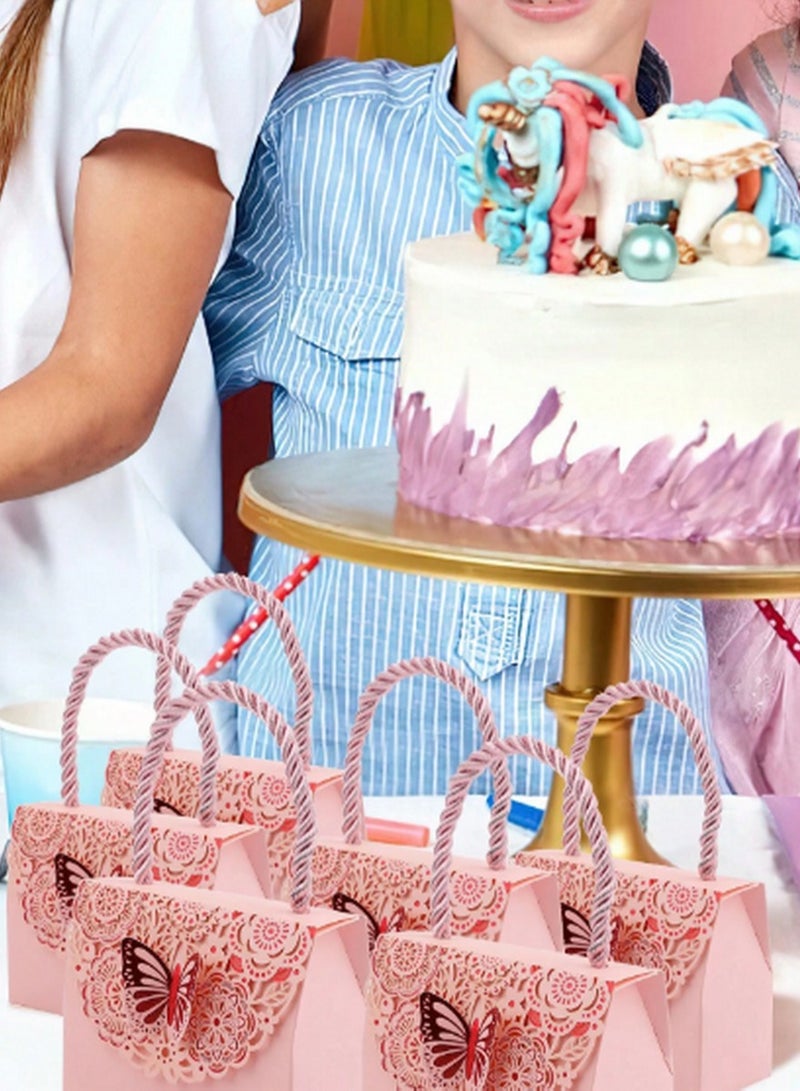 مجموعة 10 صناديق هدايا صغيرة Sweet Love بتصميم الفراشة – لون وردي أنيق مع مقبض للحمل - Image 4