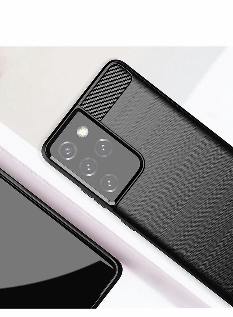 Captaintech Silicone Case Compatible with for Samsung Galaxy S21 Ultra Stylish Slim Thin Carbon Fiber Pattern Phone Cover Black - Image 3