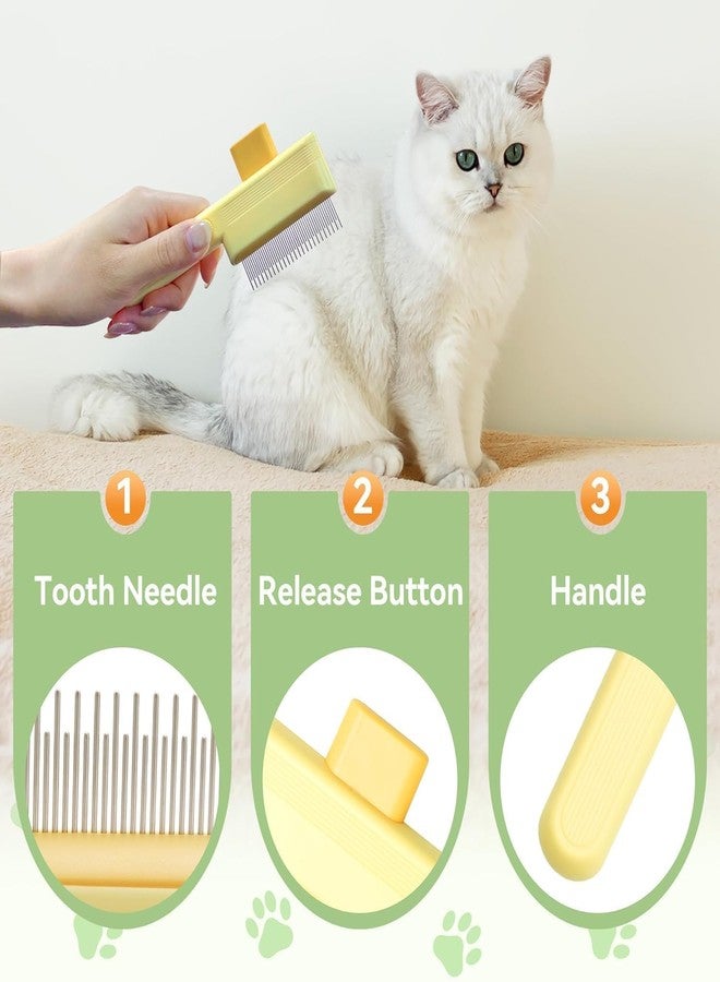 Akshify Self Cleaning Slicker Brush, Pet Grooming Brush for Dogs & Cats, Slicker & Flea Comb with Release Button, Steam Deshedding, Dual-Sided Stainless Steel Teeth, Removes Loose Undercoat (1 Pcs) - Image 3