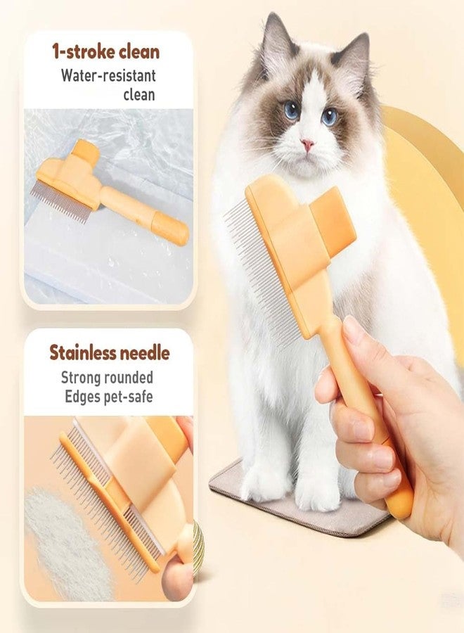 Akshify Self Cleaning Slicker Brush, Pet Grooming Brush for Dogs & Cats, Slicker & Flea Comb with Release Button, Steam Deshedding, Dual-Sided Stainless Steel Teeth, Removes Loose Undercoat (1 Pcs) - Image 4