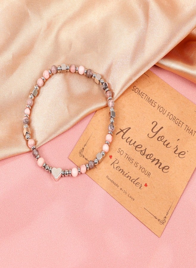 NICEIGHT Tiny Natural Stone Beaded Bracelets for Women Sometimes You Forget You're Awesome Inspirational Gifts Bracelets Mothers Day Graduation Christmas Birthday Gifts for Mom Friend Sister PIN - Image 2