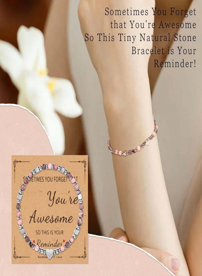 NICEIGHT Tiny Natural Stone Beaded Bracelets for Women Sometimes You Forget You're Awesome Inspirational Gifts Bracelets Mothers Day Graduation Christmas Birthday Gifts for Mom Friend Sister PIN - Image 5
