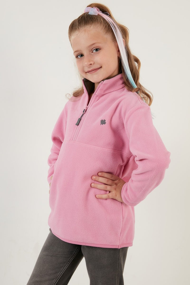 Lela Soft Textured Zippered Stand-Up Collar Winter Polar Children's Fleece 5905002  - Image 1