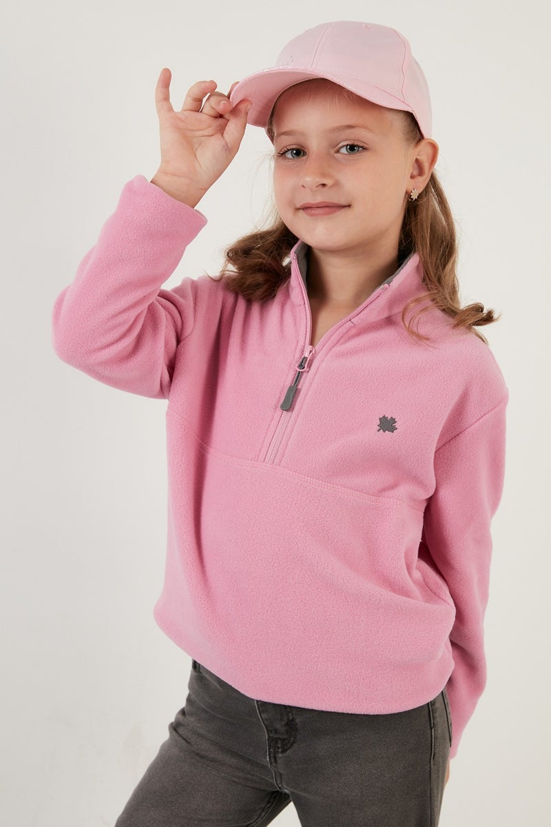 Lela Soft Textured Zippered Stand-Up Collar Winter Polar Children's Fleece 5905002  - Image 3