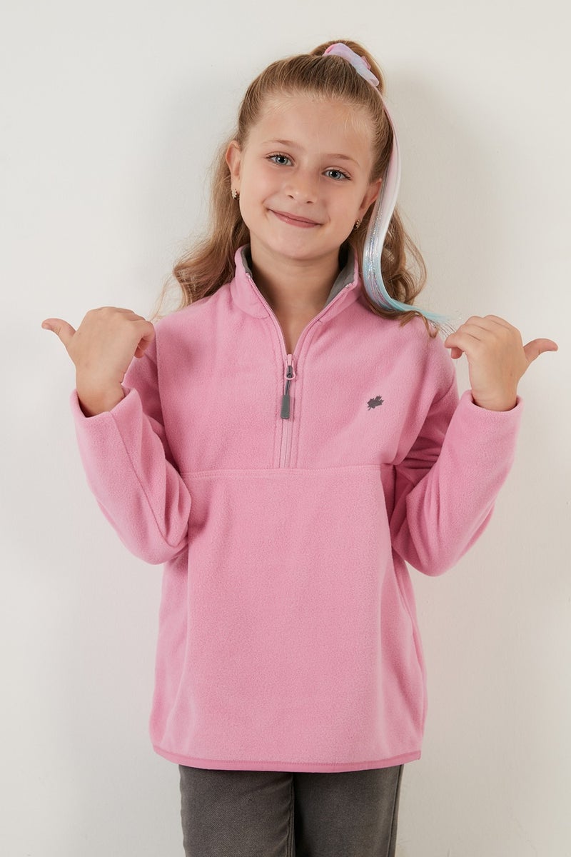 Lela Soft Textured Zippered Stand-Up Collar Winter Polar Children's Fleece 5905002  - Image 2