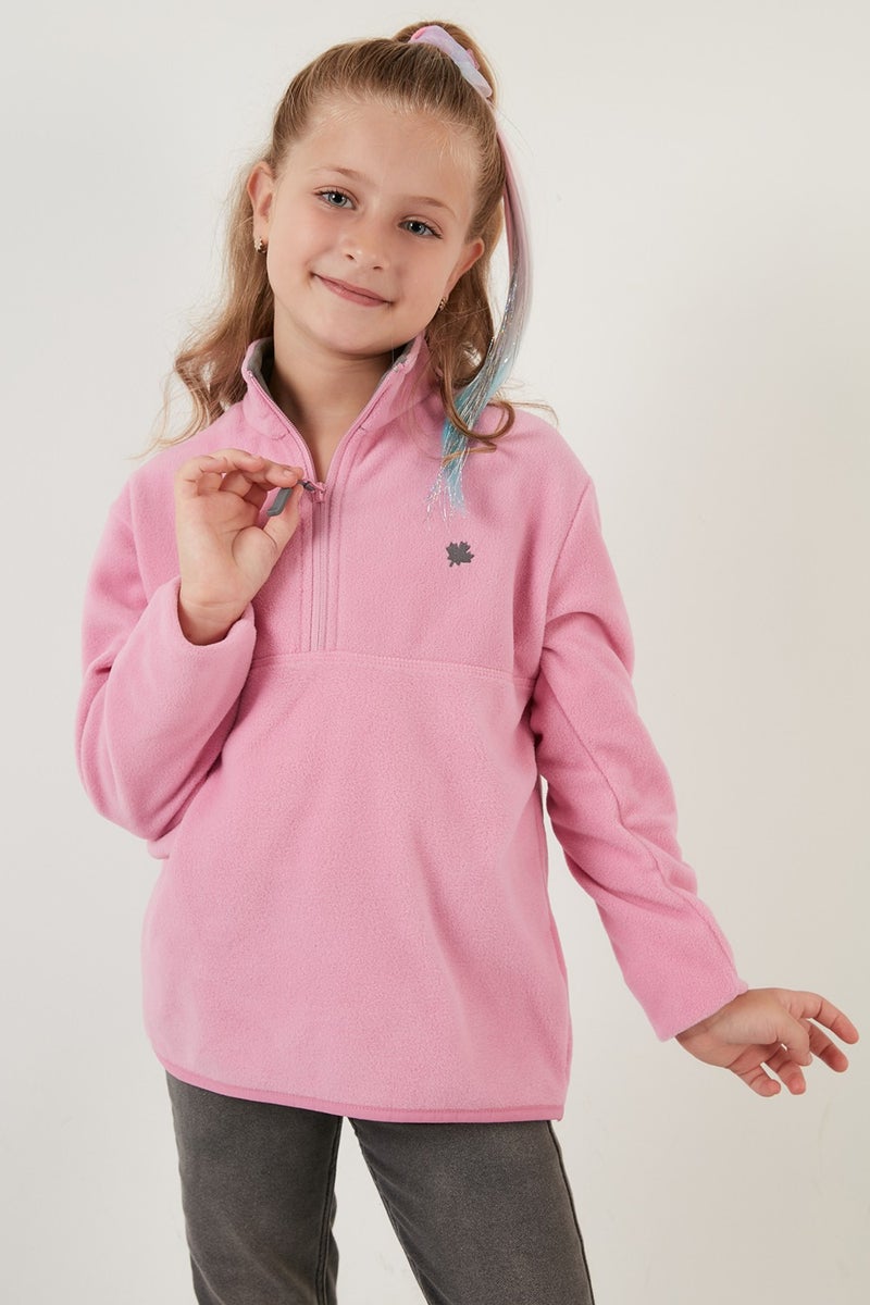 Lela Soft Textured Zippered Stand-Up Collar Winter Polar Children's Fleece 5905002  - Image 5