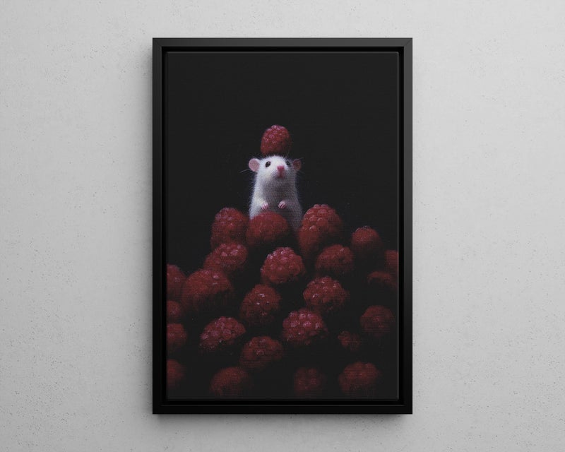 TNESSENTIAL Cute White Mouse with Red Berries Artwork Poster or Canvas Print, Whimsical Tiny Animal Painting, Fantasy Wall Art, Cottagecore Decor - Image 5