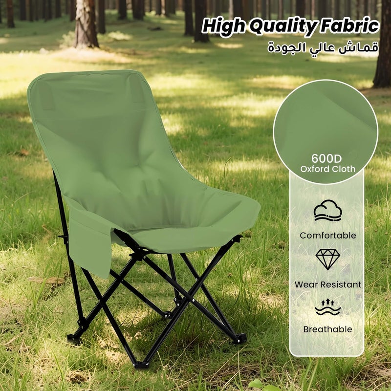 EDUTREE Folding Camping Chair – Portable Outdoor Camping Chair with High Back Padded Seat, Carry Bag, Side Pocket, No Assembly, Ideal for Outdoor, Travel, Picnic, Hiking (Green) - Image 5