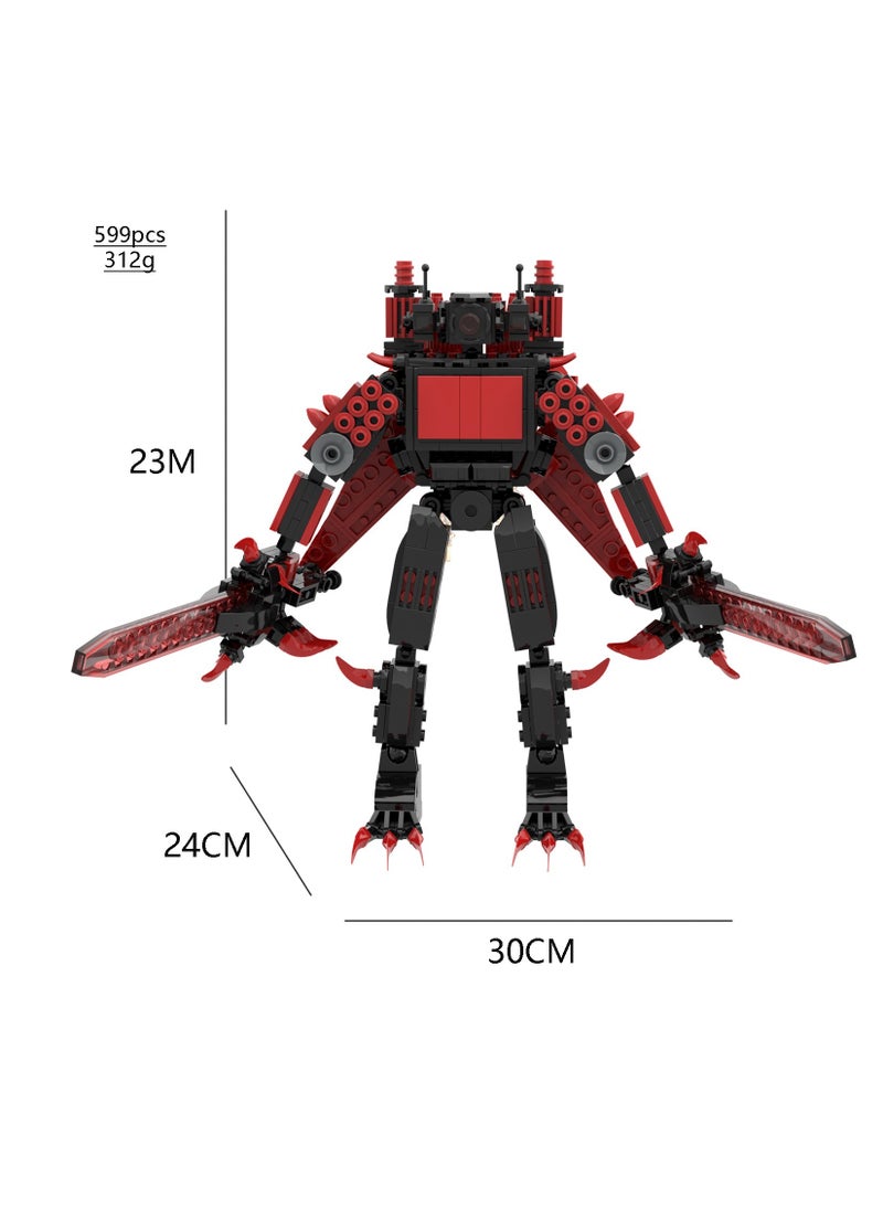 Y&D - Skibidi Toilet Man Toy Building Blocks 599 Pcs Red Titan Surveillance King Toy Ideas Toys Battle Horror Game Model Ideas Toys Gifts for Adult & Kids - Image 1