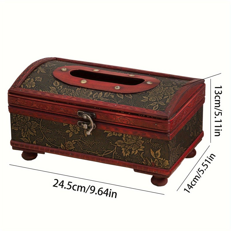 Grape Pattern Arched Solid Wood Tissue Box For Living Room Home Luxury Napkin Storage - Image 3