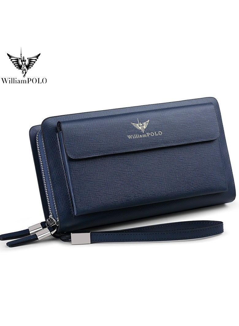 ويليامبولو ويليام بولو حقيبة اليد، كبيرة السعة المحفظة الطويلة، الرجال الجلد حقيبة اليد، رأس تغطية طبقة، الجلد محفظة العملة - Image 1
