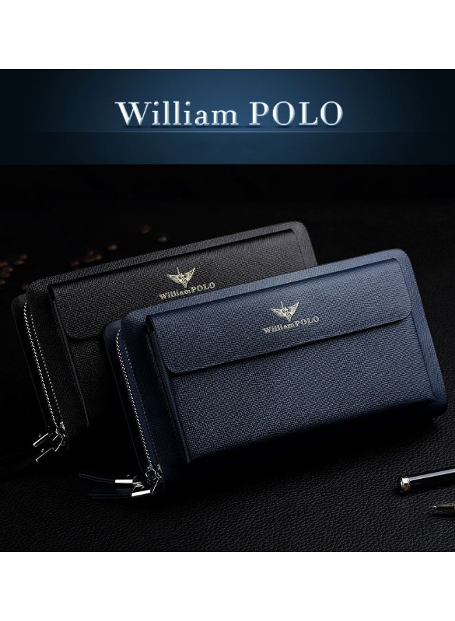 ويليامبولو ويليام بولو حقيبة اليد، كبيرة السعة المحفظة الطويلة، الرجال الجلد حقيبة اليد، رأس تغطية طبقة، الجلد محفظة العملة - Image 3