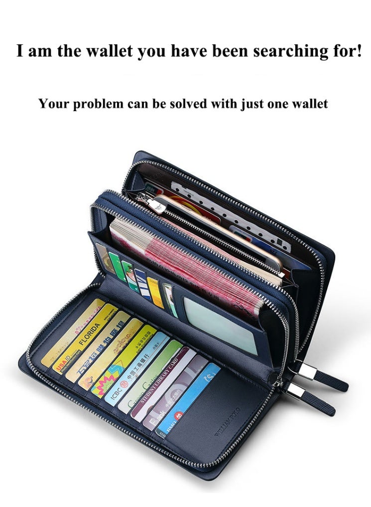 ويليامبولو ويليام بولو حقيبة اليد، كبيرة السعة المحفظة الطويلة، الرجال الجلد حقيبة اليد، رأس تغطية طبقة، الجلد محفظة العملة - Image 2