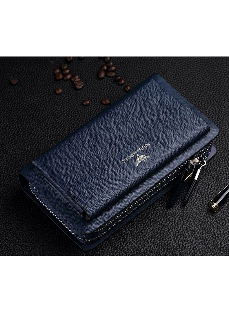 ويليامبولو ويليام بولو حقيبة اليد، كبيرة السعة المحفظة الطويلة، الرجال الجلد حقيبة اليد، رأس تغطية طبقة، الجلد محفظة العملة - Image 4