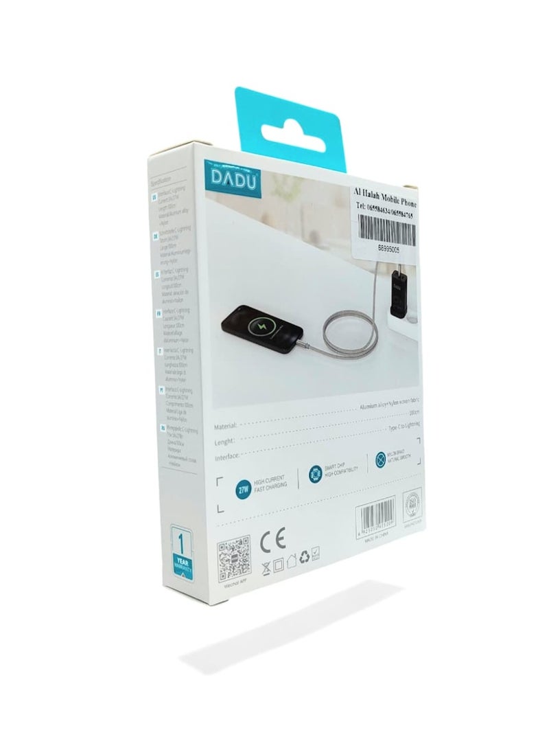 JMD DADU Braided USB-C to Lightning Cable for iPhone, Fast Charging 27W – Pack of 2, Durable Nylon, Apple MFi Certified, 1.2m - Image 4