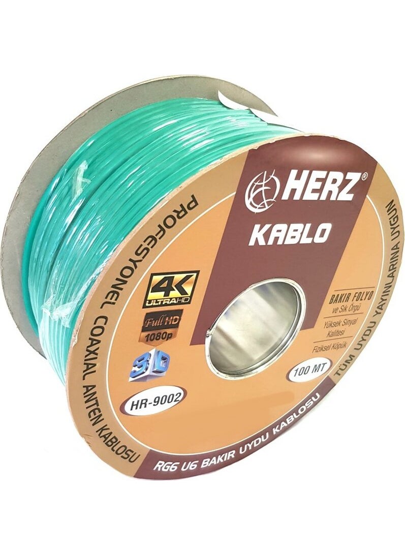 Herz Rg6U6 Satellite Antenna Cable 100Meter Green  - Image 1