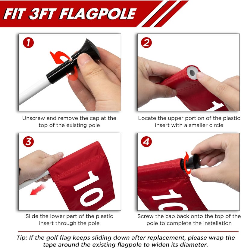 KINGTOP Numbered Golf Flag All 8x6 Inch – Upgraded Dual-Layer 420D Nylon, Double Sided Printing, Tube Inserted – Mini Practice Putting Green Flags for Yard - Image 4