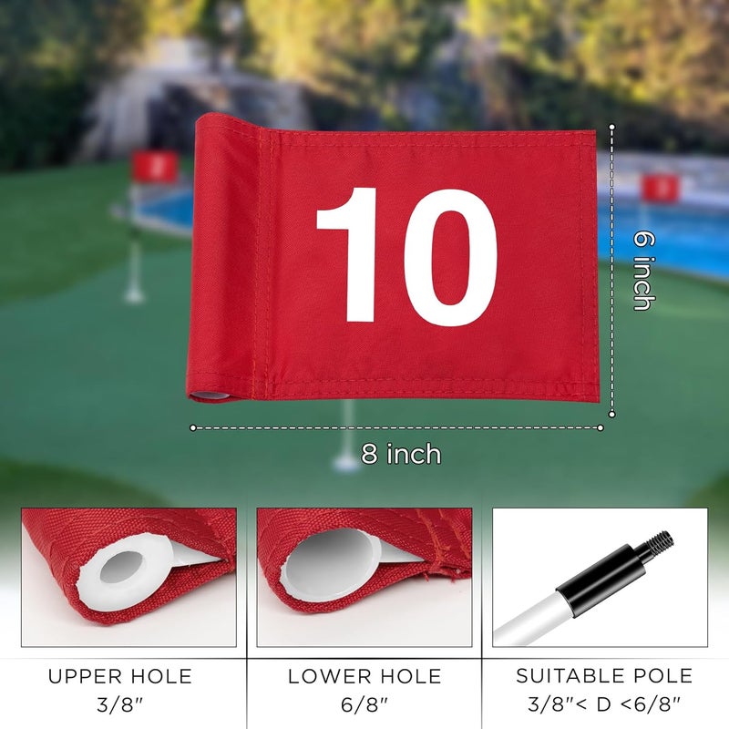 KINGTOP Numbered Golf Flag All 8x6 Inch – Upgraded Dual-Layer 420D Nylon, Double Sided Printing, Tube Inserted – Mini Practice Putting Green Flags for Yard - Image 3