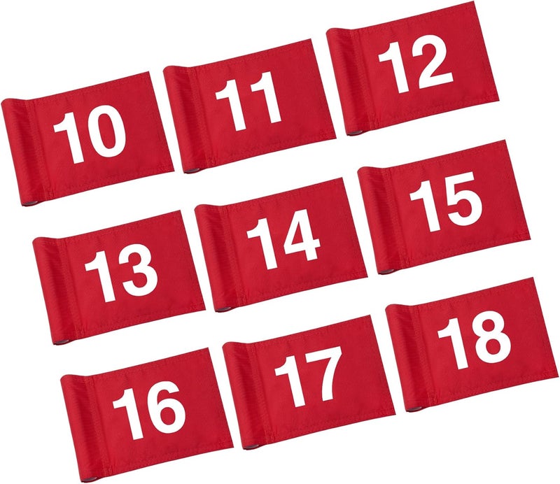 KINGTOP Numbered Golf Flag All 8x6 Inch – Upgraded Dual-Layer 420D Nylon, Double Sided Printing, Tube Inserted – Mini Practice Putting Green Flags for Yard - Image 1