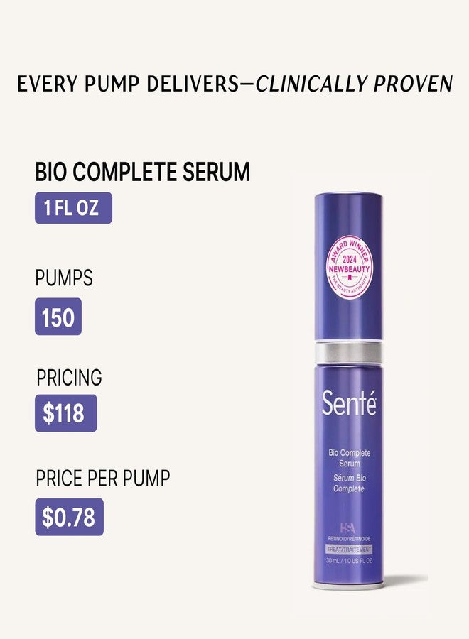Sente Senté Bio Complete Serum | Retinoid Serum for Sensitive Skin | Gentle, Nourishing & Hydrating | Combats Dull and Aging Skin | 1.0 Fl Oz - Image 4