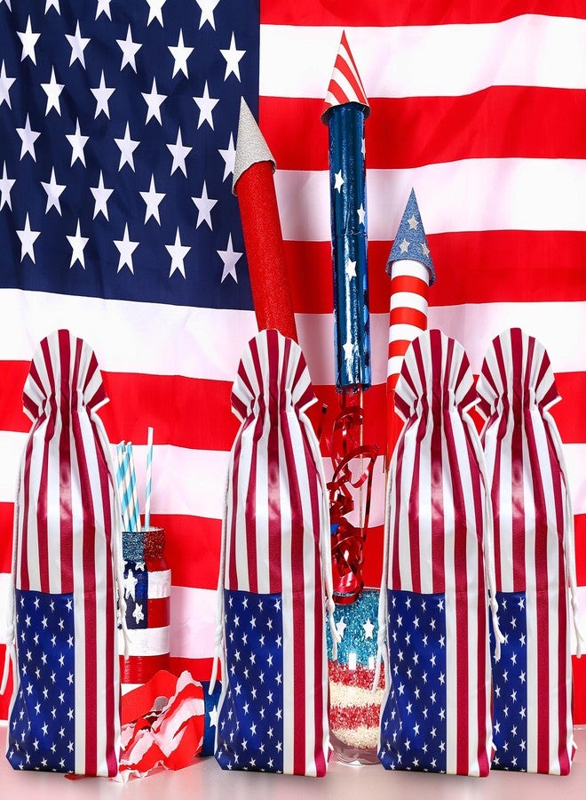 Eylola 48pcs 6.3 x 9 Inch Patriotic Cellophane Treat Bags Drawstring 4th of July Candy Treat Bags Memorial Day Independence Day Red White and Blue Star Gift Bags 4th of July Party Favor Decoration - Image 3