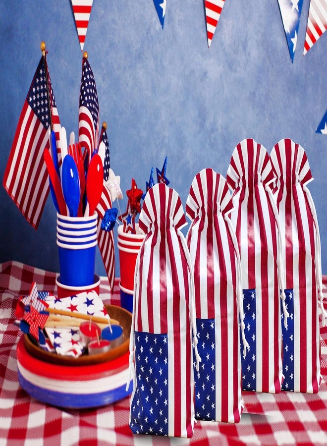 Eylola 48pcs 6.3 x 9 Inch Patriotic Cellophane Treat Bags Drawstring 4th of July Candy Treat Bags Memorial Day Independence Day Red White and Blue Star Gift Bags 4th of July Party Favor Decoration - Image 4