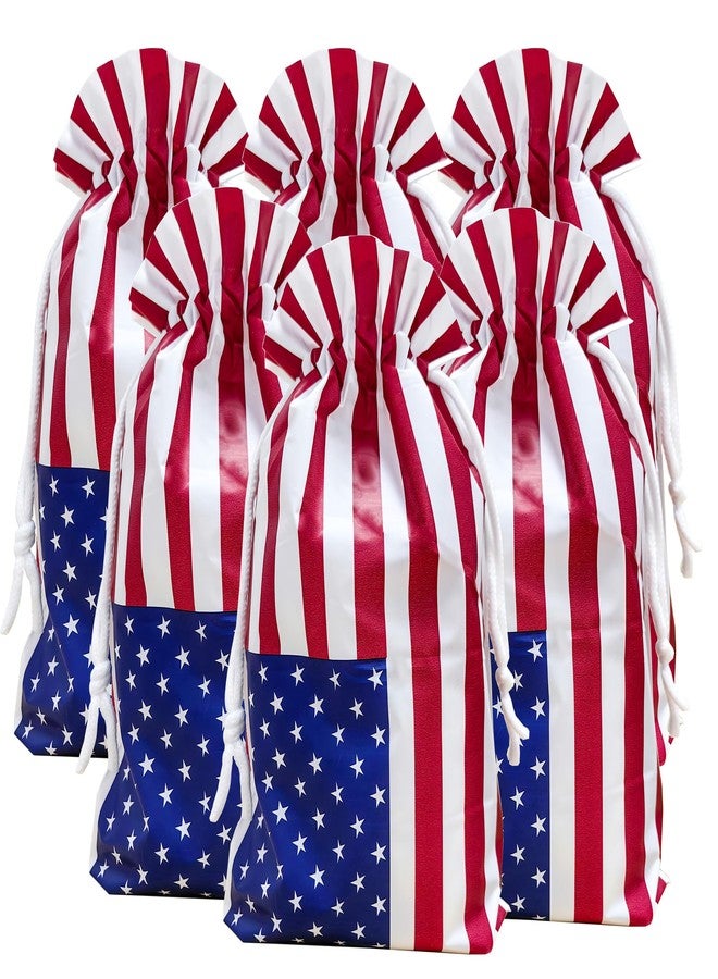 Eylola 48pcs 6.3 x 9 Inch Patriotic Cellophane Treat Bags Drawstring 4th of July Candy Treat Bags Memorial Day Independence Day Red White and Blue Star Gift Bags 4th of July Party Favor Decoration - Image 1