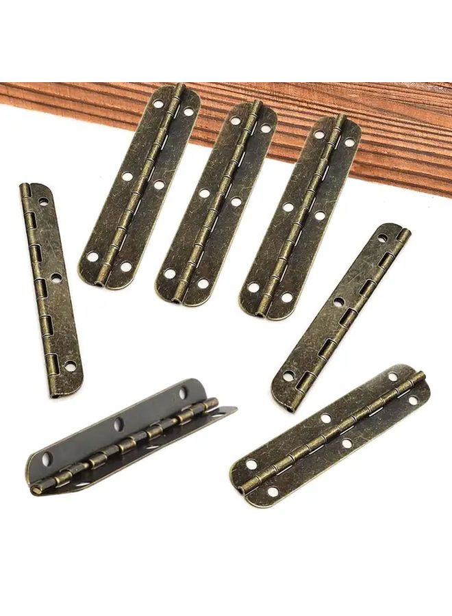 Antique Brass Mini Cabinet Hinges 24x10mm Set of 10 with Screws - Image 2