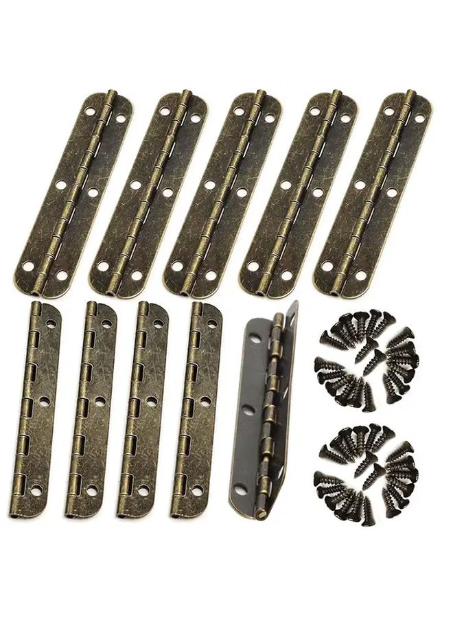 Antique Brass Mini Cabinet Hinges 24x10mm Set of 10 with Screws - Image 3