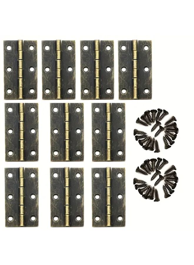 Antique Brass Mini Cabinet Hinges 24x10mm Set of 10 with Screws - Image 5