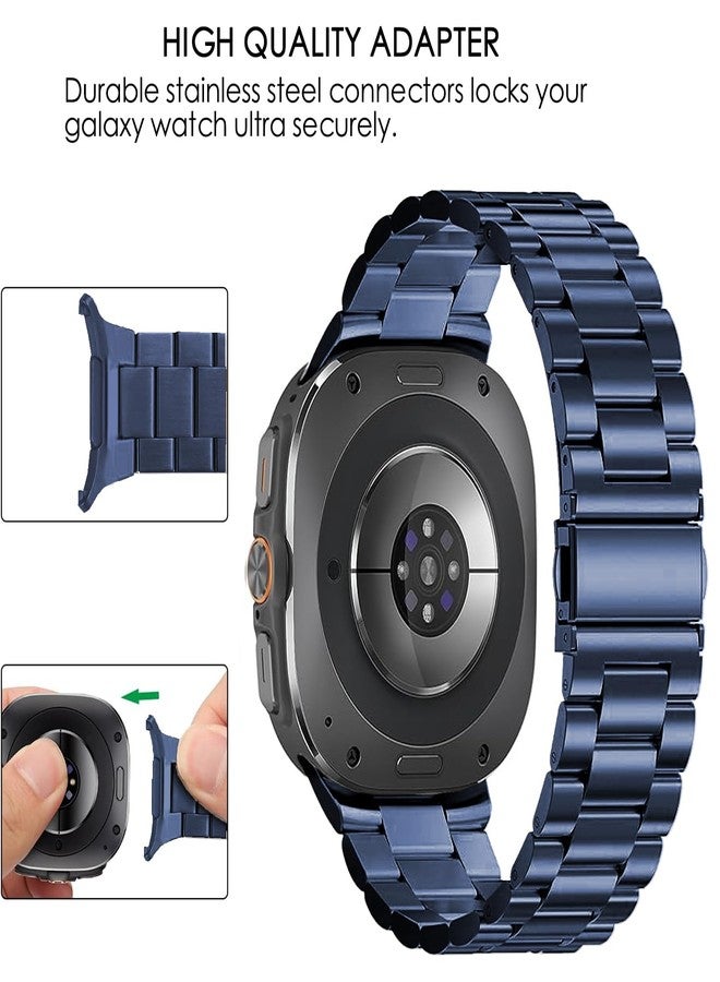 DEALELE Starp Compatible with Samsung Galaxy Watch Ultra 47mm (2025/2024), No Gap Stainless Steel Metal Replacement Bands for Galaxy Watch Ultra 2/7 Ultra 47mm Women Men, Blue - Image 2