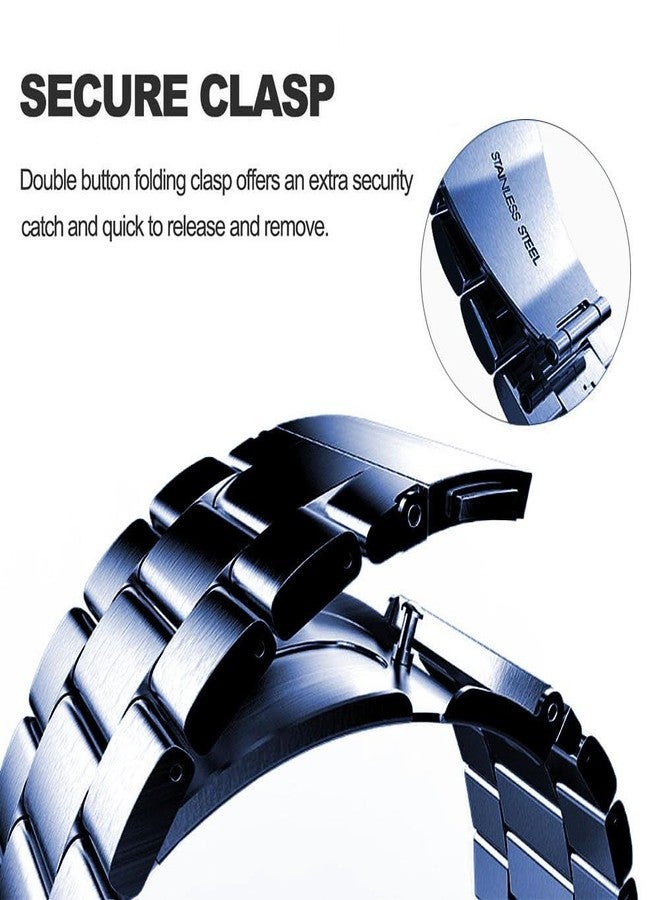 DEALELE Starp Compatible with Samsung Galaxy Watch Ultra 47mm (2025/2024), No Gap Stainless Steel Metal Replacement Bands for Galaxy Watch Ultra 2/7 Ultra 47mm Women Men, Blue - Image 5