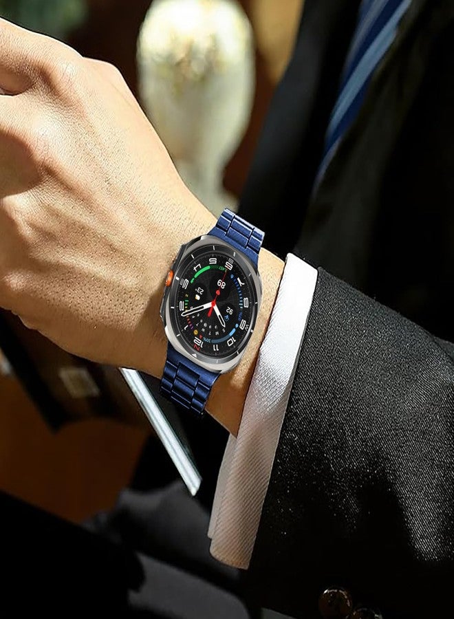 DEALELE Starp Compatible with Samsung Galaxy Watch Ultra 47mm (2025/2024), No Gap Stainless Steel Metal Replacement Bands for Galaxy Watch Ultra 2/7 Ultra 47mm Women Men, Blue - Image 4