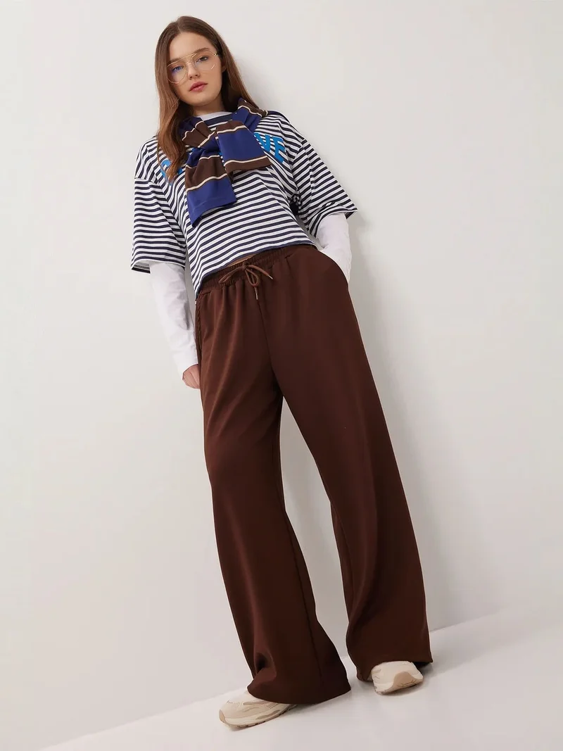 السعادة في إسطنبول ISTANBUL Wide Leg Drawstring Waist Sweatpants