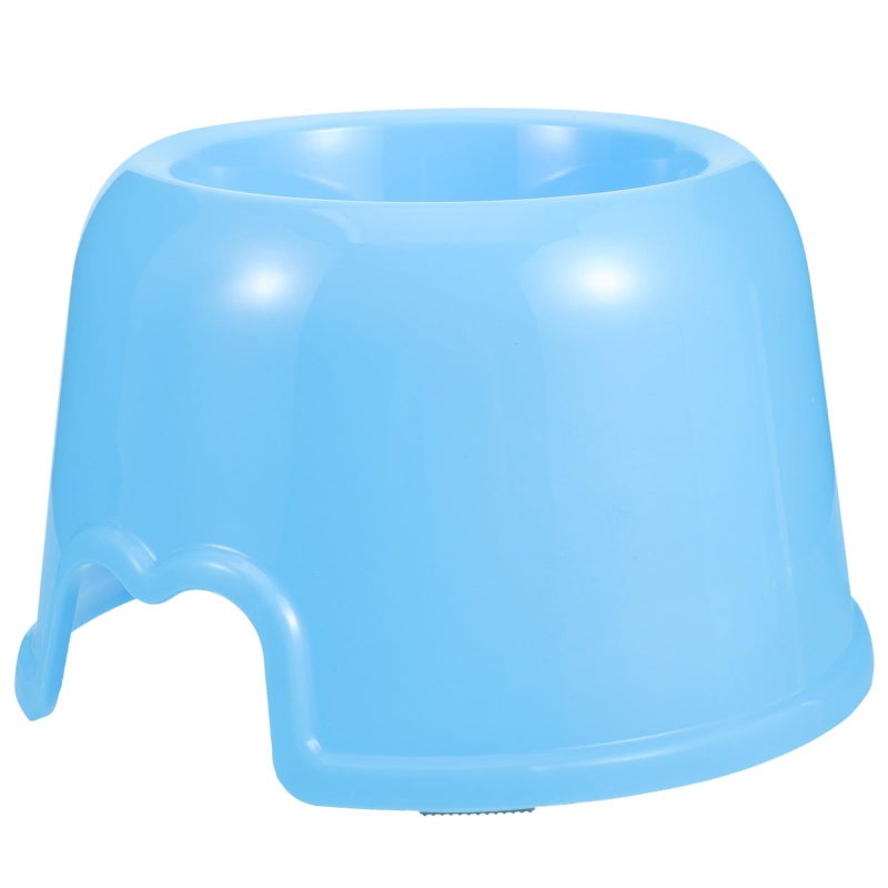 Blue Plastic Round Dog Bowl for Pet Food Water Lightweight Indoor Outdoor - Image 2