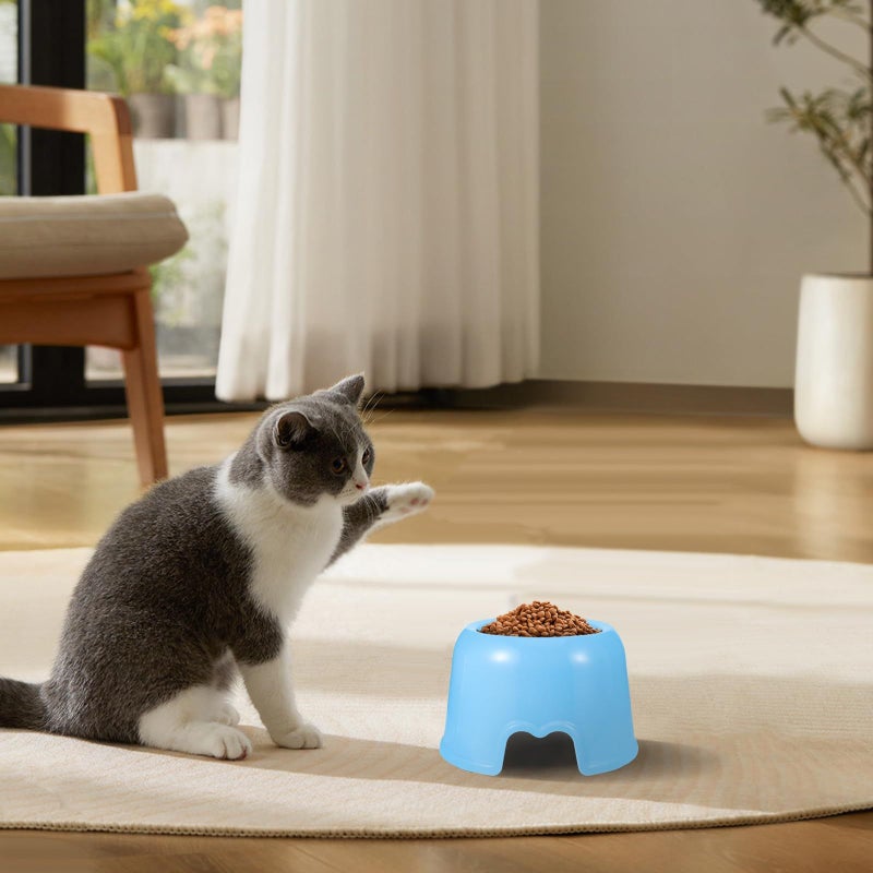 Blue Plastic Round Dog Bowl for Pet Food Water Lightweight Indoor Outdoor - Image 5