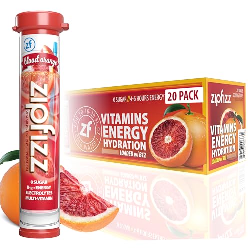 Zipfizz Daily Energy Drink Powder, Blood Orange, 20 Pack | 3-in-1 Sustained Energy, Rapid Hydration, and Essential Vitamins | Sugar-Free | Electrolyte Powder | Contains Vitamin B-12 & Antioxidants - Image 1