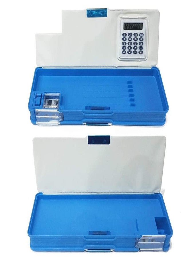 Neel Multipurpose Magnetic Pencil Box with Calculator & Dual Sharpener for Girls & Boys for School | Big Size Cartoon Printed Pencil Case for Kids (Avngers Blue) Plastic, Pack of 1 Set - Image 3