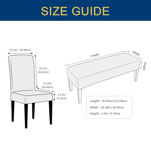 NILUOH Dining Room Chair Covers Set of 4 with 1 PC Bench Cover, Stretch Removable Washable Parsons Chair Slipcover Protector Living Room Decoration (Patterned 01) - Image 3