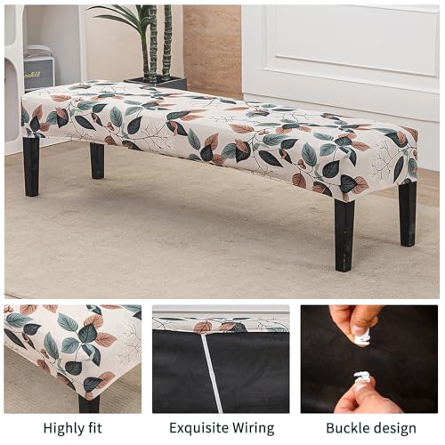 NILUOH Dining Room Chair Covers Set of 4 with 1 PC Bench Cover, Stretch Removable Washable Parsons Chair Slipcover Protector Living Room Decoration (Patterned 01) - Image 5