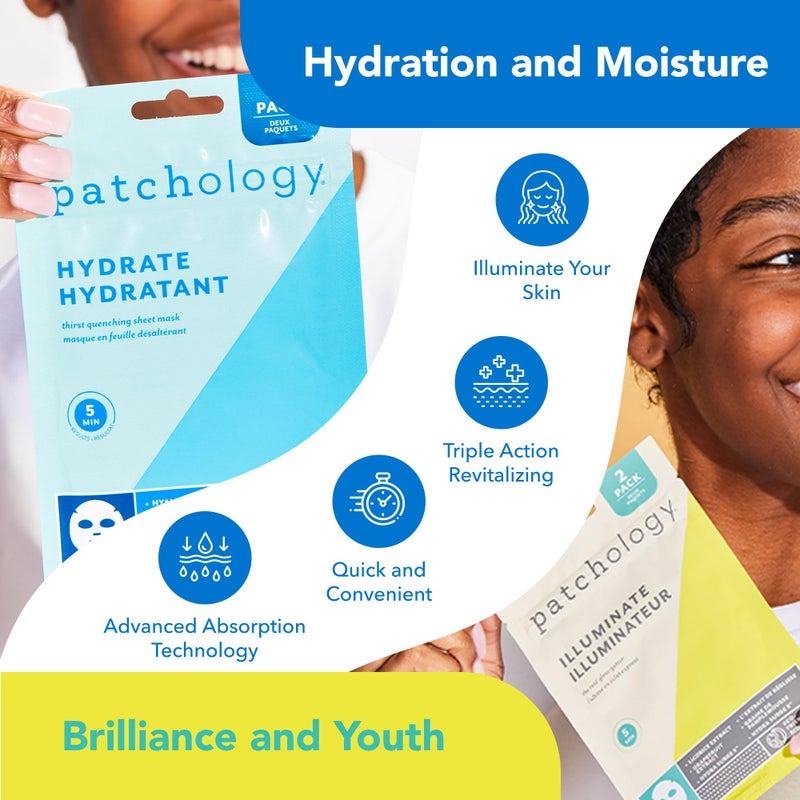 Patchology Hydrating Sheet Masks - Weekend Travel Skincare Essentials - Hyaluronic Acid Masks with Revitalizing Serum, Licorice Root Extract Skincare - Ultimate Hydration & Radiance (4 Masks) - Image 4