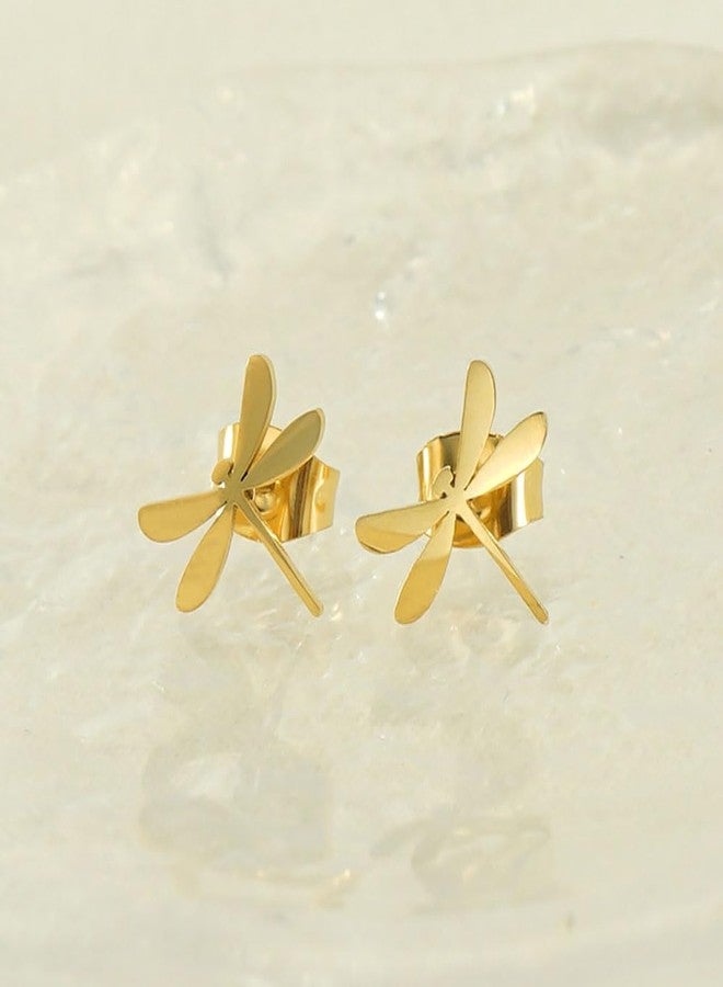 Shejuety Dragonfly Earrings Titanium Steel Plated with 14k Gold, Low Sensitivity Stainless Steel Material, Designed for Women with Various Festival Jewelry Gifts - Image 4