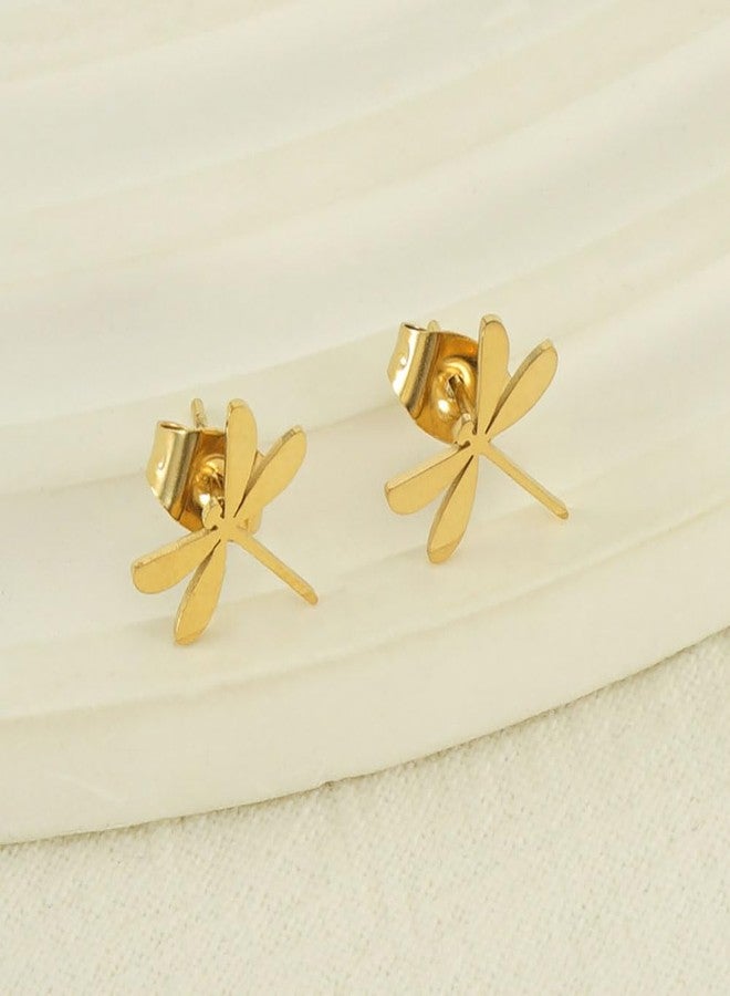 Shejuety Dragonfly Earrings Titanium Steel Plated with 14k Gold, Low Sensitivity Stainless Steel Material, Designed for Women with Various Festival Jewelry Gifts - Image 3