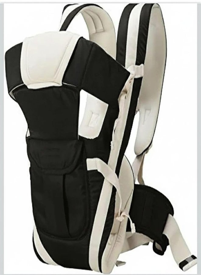 HIERAX Baby Carrier with Adjustable Straps, Front Carry Position, Breathable Fabric, for Baby 4 to 18 Months Navy Blue and Beige (Black&Cream) - Image 1