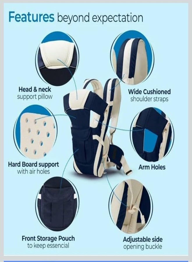 HIERAX Baby Carrier with Adjustable Straps, Front Carry Position, Breathable Fabric, for Baby 4 to 18 Months Navy Blue and Beige (Black&Cream) - Image 3