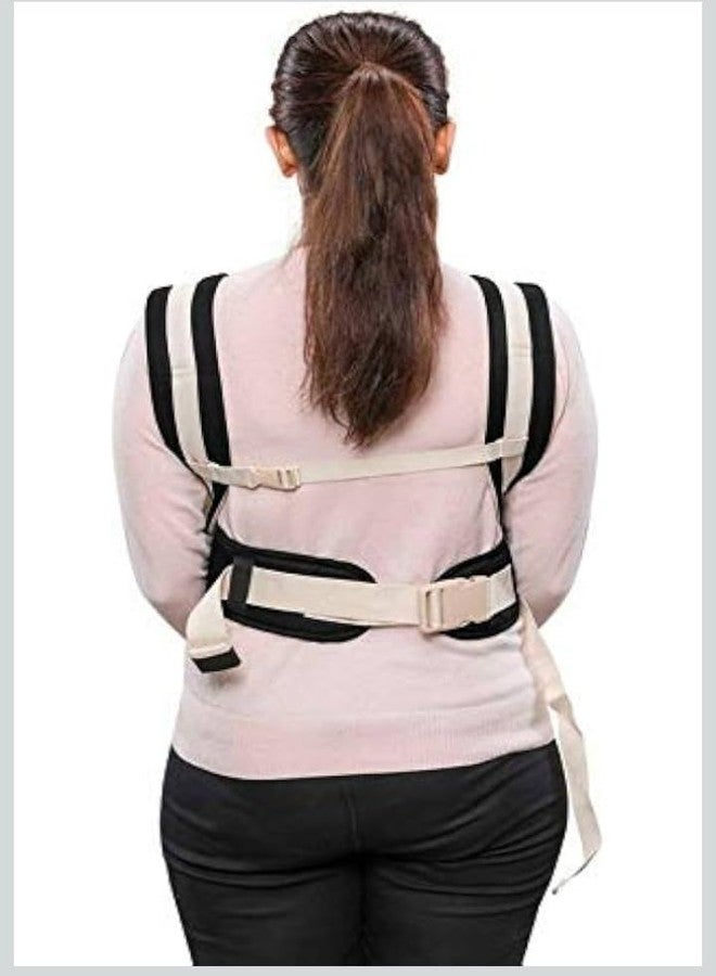 HIERAX Baby Carrier with Adjustable Straps, Front Carry Position, Breathable Fabric, for Baby 4 to 18 Months Navy Blue and Beige (Black&Cream) - Image 4