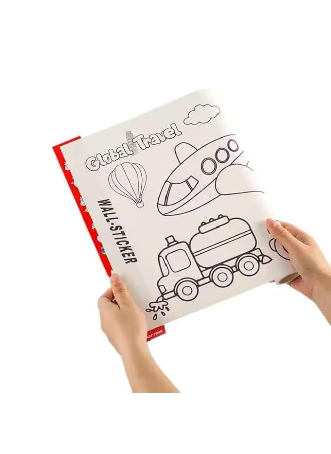 Giant Adhesive Coloring Roll for Kids - "Simple Roarsome Dinosaurs" Design for Creative Development