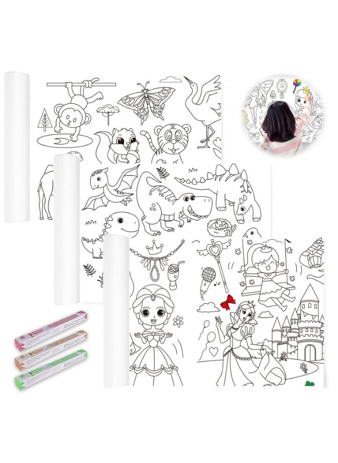 Giant Adhesive Coloring Roll for Kids - "Simple Roarsome Dinosaurs" Design for Creative Development