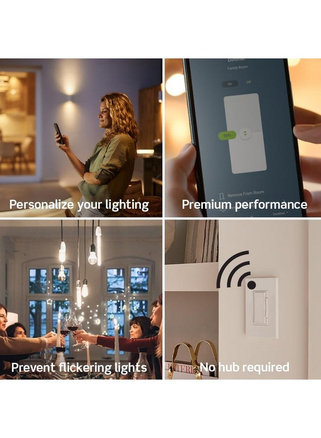 Leviton Leviton Decora Smart Dimmer Switch, Wi-Fi 2nd Gen, Neutral Wire Required, Works with Matter, My Leviton, Alexa, Google Assistant, Apple Home/Siri & Wired or Wire-Free 3-Way, D26HD-1RW, White  - Image 2