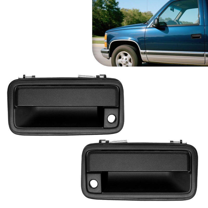 Pnkauto Upgrade Chevy GMC CK 1500 2500 Metal Exterior Front Door Handle Compatible with 19882000 Chevy C1500 C2500 C3500 K1500 K2500 K3500 GMC C1500 C2500 C3500 K1500 K2500 K3500 Textured Black - Image 2